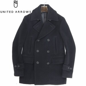 ◆UNITED ARROWS ユナイテッドアローズ ウール メルトン Pコート 黒 ブラック S