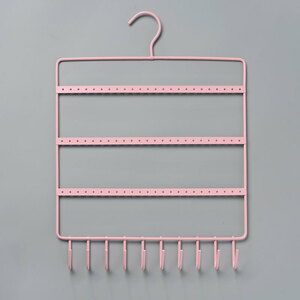 アクセサリーハンガー ピアスホルダー 壁掛け 角型 フック付き ディスプレイ (ピンク)