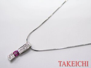 Pt850/Pt900★ネックレス ルビー0.35ct◇ダイヤモンド0.18ct◆ソーティング付き 新品仕上げ済み/31776