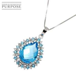 ブルートパーズ 16.18ct ダイヤ ネックレス 45cm K18 WG ホワイトゴールド 750 Blue Topaz Diamond Necklace 90231488