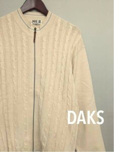 ♪■ ダックス ゴルフウェア ケーブルニットジップアップ カーディガン メンズ Mサイズ DAKS &