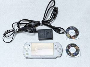 SONY PSP-3000 ソニー プレイステーションポータブル 簡易動作確認済み 互換性バッテリー（新品）ACアダプター ソフト2枚おまけ