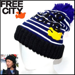 新品 キムタク着用モデル【 フリーシティー FREE CITY 】ロゴ ボンボン付き ニット キャップ ニット帽 帽子 KNIT CAP/SIZE FREE