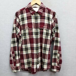 J471 Abercrombie&Fitch アバクロンビー&フィッチ 長袖 コットン ネル シャツ S レッド系 チェック フラップポケット アメカジ カジュアル