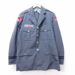 【50%OFF】M/古着 長袖 ビンテージ ミリタリー ジャケット 将校服 メンズ 70s ピーカートンセキュリティサービス ウール 薄紺 ネイビー 5OF