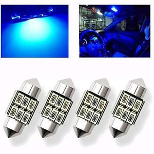 推シ ★31MM-ブルー★ 4個入り 無極性 車内ランプ T10×31mm 6SMD LEDルームランプ Festoon 6418 C5W 1.25インチ31mm Canbus