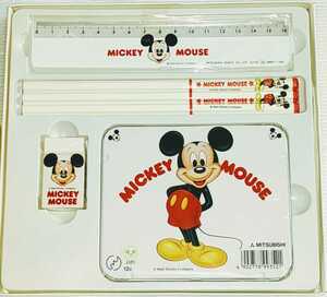 Disney MICKEY MOUSE ディズニー ミッキーマウス ミニ色鉛筆12色+定規+消しゴム+鉛筆3本 文具セット