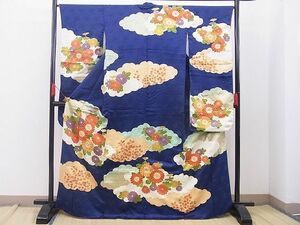 平和屋野田店■豪華振袖　駒刺繍　雲取り秋草文　金彩　やまと誂製　逸品　BAAD6618xi