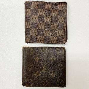 【ジャンク品】 2点 LOUIS VUITTON 財布 モノグラム ダミエ ルイヴィトン 二つ折り財布 ウォレット ブランド 中古品