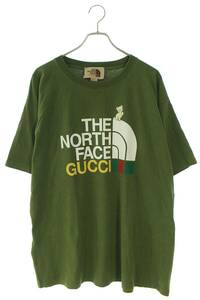 グッチ GUCCI ノースフェイス 21AW 616036 XJDRD サイズ:XL ロゴプリントTシャツ 中古 OM10