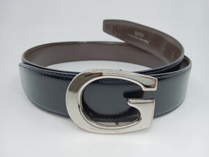 GUCCI グッチ　Gロゴバックル　レディース　レザーリバーシブルベルト　ブラック／ダークブラウン