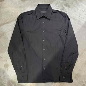 PRADA BLACK COTTON L/S SHIRT SIZE-38 UCN482 S231 プラダ コットンシャツ ブラック