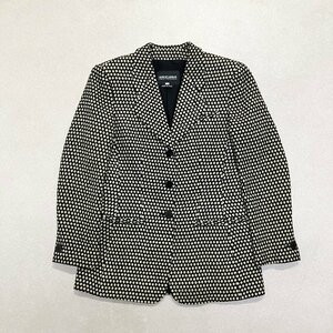 ●GIORGIO ARMANI ジョルジオ アルマーニ テーラードジャケット 柄 シルク混 イタリア製 ブラック/ベージュ サイズ36 レディース 0.43kg●