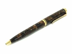 1円 ■極美品■ Pelikan ペリカン ツイスト式 ボールペン ステーショナリー 文房具 筆記用具 ブラウン系×ゴールド系 FD1537