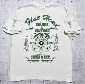 フラットヘッド THC ピンストライプ モーター系 半袖 Tシャツ 日本製　　ハイクオリティー The Flat Head 玉7818