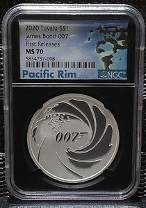 【最高鑑定】2020年 ツバル ジェームスボンド 007 1ドル 1オンス 銀貨 NGC MS70