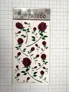 //*◆ TATTOO シール タトゥー 刺青 入墨 rose バラ 薔薇 ローズ 赤 一輪 ◆