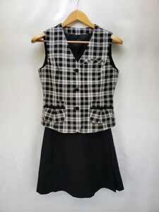 ap0682 ◇ 新品 ★ Silent Majority サイレントマジョリティ 事務服 2点セット SS 黒 ブラック 白 ホワイト チェック キュロット 消臭 抗菌