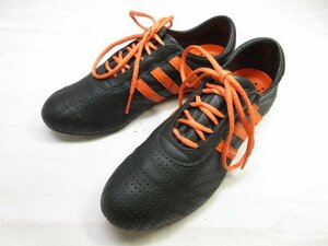 訳あり 【アディダス Adidas×ヨウジヤマモト】 レザー スニーカー ローカット 婦人靴 (レディース) size23.5 黒×オレンジ系 ■30LZ4513■