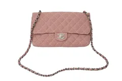 CHANEL シャネル マトラッセ チェーンショルダーバッグ ギンガムチェック 4番台 キャンバス レッド ホワイト 美品 中古 4c068960