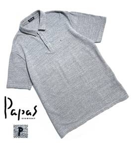 美品【LL】Papas＋ パパス プラス ポロシャツ LL メンズ【Pロゴ刺繍】送料370円 パイル コットン 日本製 ブルー 着心地抜群の一枚