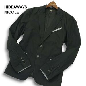 HIDEAWAYS NICOLE ハイダウェイ ニコル 通年★ 千鳥柄使い アンコン スリム テーラード ジャケット Sz.48 メンズ 黒　A4T13848_C#O