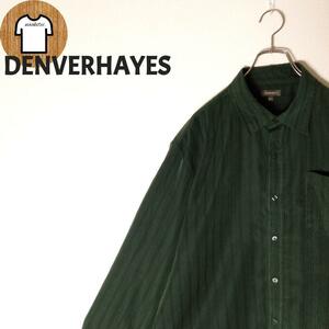 【DENVERHAYES 長袖ストライプ柄シャツ XL ダークカラー A641