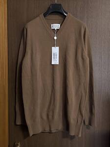 S新品67%off メゾンマルジェラ ロング ファイン ニット Vネック ウール セーター 22SS size S 44 Maison Margiela 10 メンズ 長袖 キャメル