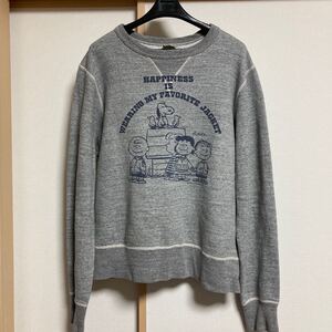 【美品】Buzz Rickson Sportswear Company バズリクソン SNOOPY スヌーピー 前Vスウェット グレー Mサイズ 東洋エンタープライズ