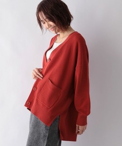 「GLOBAL WORK」 ニットカーディガン LARGE レッド レディース