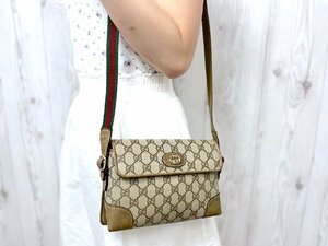 極美品 GUCCI グッチ オールドグッチ シェリーライン インターロッキング GGスプリーム ショルダーバッグ バッグ レザー 茶系 71704Y