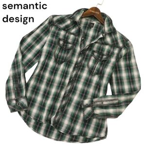 semantic design セマンティック デザイン 通年 襟ワイヤー★ 長袖 ウエスタン チェック シャツ Sz.L　メンズ　C4T07114_7#C