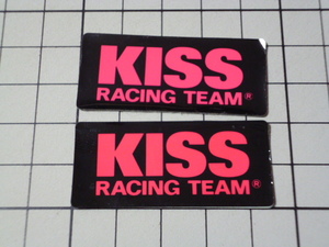 KISS RACING TEAM ステッカー 2枚(黒.ピンク/アルミ?/45×20mm) Kijima キジマ キス レーシング チーム