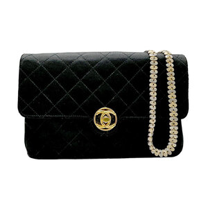 シャネル CHANEL ショルダーバッグ サテン ブラック n0407