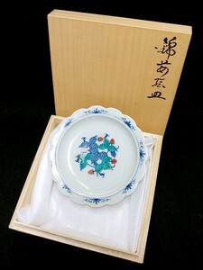 3QV売切！税無し☆十四代 今泉今右衛門★錦花絵皿★飾り皿★約16cm★共箱★現状★現品限り★0304-7