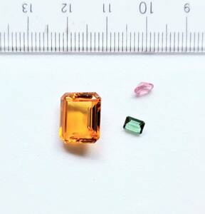 大粒系で高品質シトリンとトルマリン ファセットカットルースセット 9.25ct 天然石！未使用在庫 宝飾用☆　4　まとめてたくさん処分中