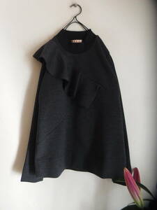 ★MARNI マルニ ラッフルフリルウールプルオーバー 36　 トップス　スウェット　グレー　　M ♪ o○・*.。. 　