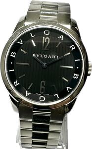 1円〜 Y BVLGARI ブルガリ ソロテンポ ST37S ブラックダイヤル メンズ クォーツ 純正ブレス 時計 982686566