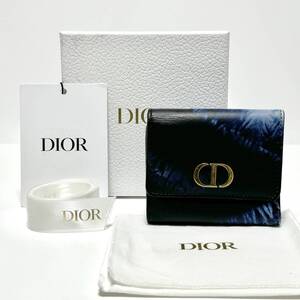 20AW DIOR ディオール TIE-DYE CREATIONS タイダイコレクション MONTAIGNE 30モンテーニュ 30 レザー コンパクトウォレット 三つ折り 財布