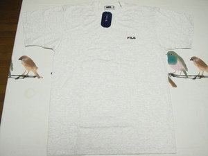 新品　FILA　フィラ　Tシャツ　L　丸首　半袖　ライトグレー　綿100％　メンズ