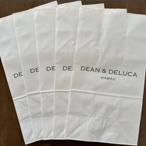 ハワイ DEAN&DELUCA ディーンアンドデルー力紙袋 5枚 角底 ロゴ入り ショップ袋 ショッパーお土産小分けお裾分けオシャレ袋新品