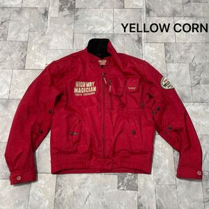 YELLOW CORN イエローコーン ライディングジャケット バイク 刺繍ロゴ 背中 肩 肘パット付 YB-6313L レッド サイズM 玉SS2705