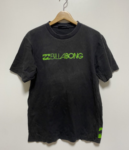 ☆BILLABONG ビラボン 半袖Tシャツ M 黒 ブラック 緑 ブランドロゴ サーフィン