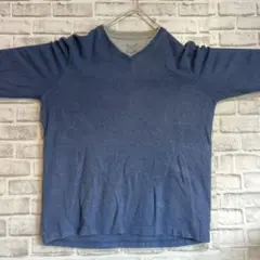 【送料無料】秋冬 ロングTシャツ サーマルシャツ ブルー メンズ レディース L