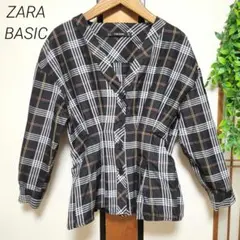 ZARA BASIC ザラ チェック トップス チュニック 長袖 秋冬 トレンド