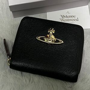 Vivienne westwood ヴィヴィアンウエストウッド　オーブロゴ　折り財布　ラウンドファスナー　ブラック