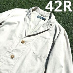 42R 美品 ポロ ラルフローレン 3B コットン テーラード ジャケット 生成り アイボリー メンズ 男性 紳士 POLO by Ralph Lauren