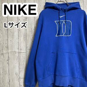 ☆送料無料☆ カレッジ デューク大学 Duke University NIKE ナイキ スウェットパーカー L ブルー 全刺繍 24-9