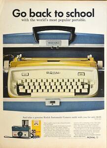 稀少！広告/1960年代ロイヤル・タイプライター広告/Royal Portable Typewriter/T