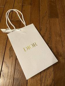 ■美品■Christian Dior クリスチャンディオール 縦型リボン付きショップバッグ (白)